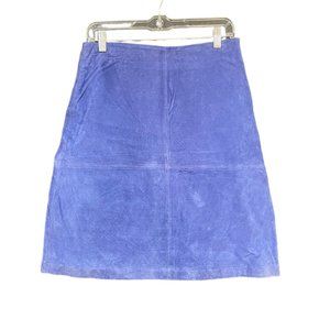 R2R Women's Genuine Leather Purple Knee Length Straight Skirt Lined NWT